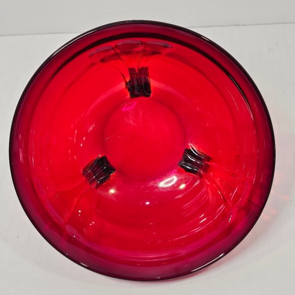 Rare Royal Ruby Red Tri-Footed Open Bowl/Dish/Candy Bowl  6" - Picture 6 of 11